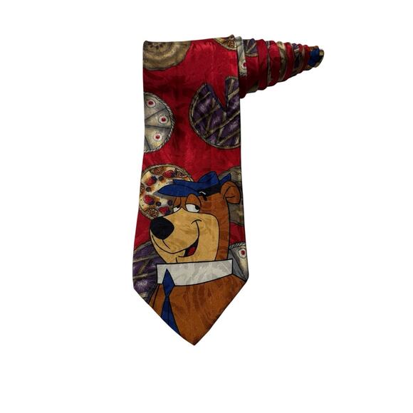 Hanna Barbera Tie Rack Yogi Bear Pies Cartoon Vintage Novelty Necktie - Picture 1 of 7